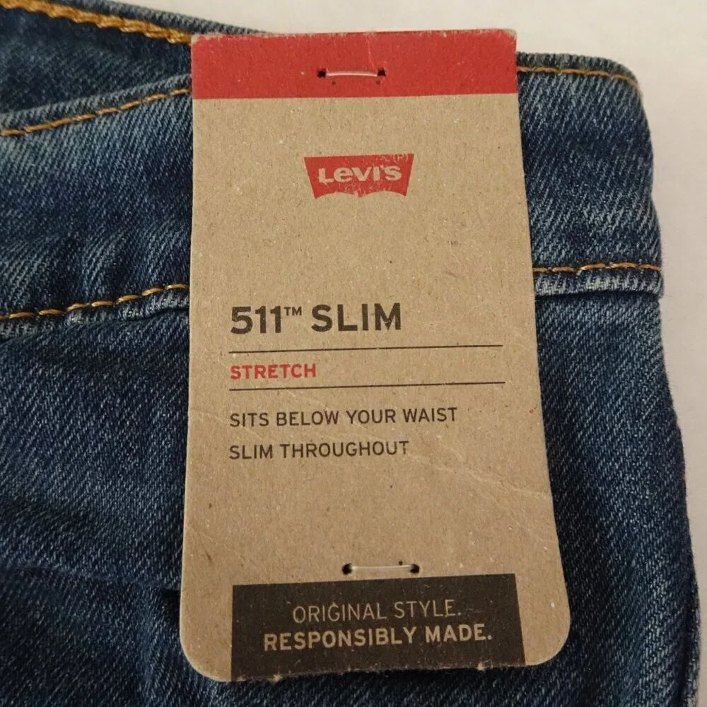 Levi's 511 Slim Jeans Men's Size 40x32 Blue Denim Stretch